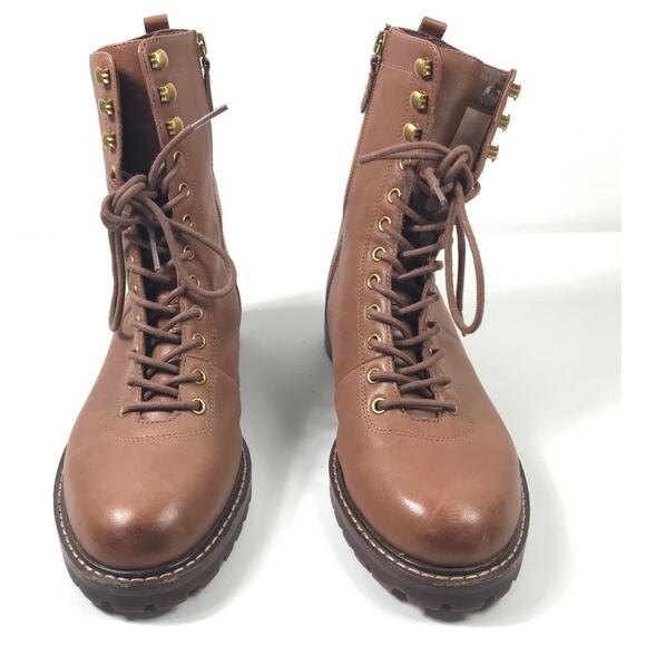 J. Crew Gwen Boots Leather Lace Up Side Zip Brown Women's 7.5 - Picture 3 of 11